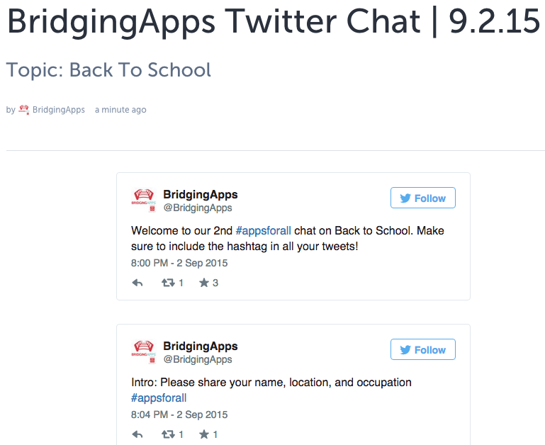 BridgingApps Twitter Chat