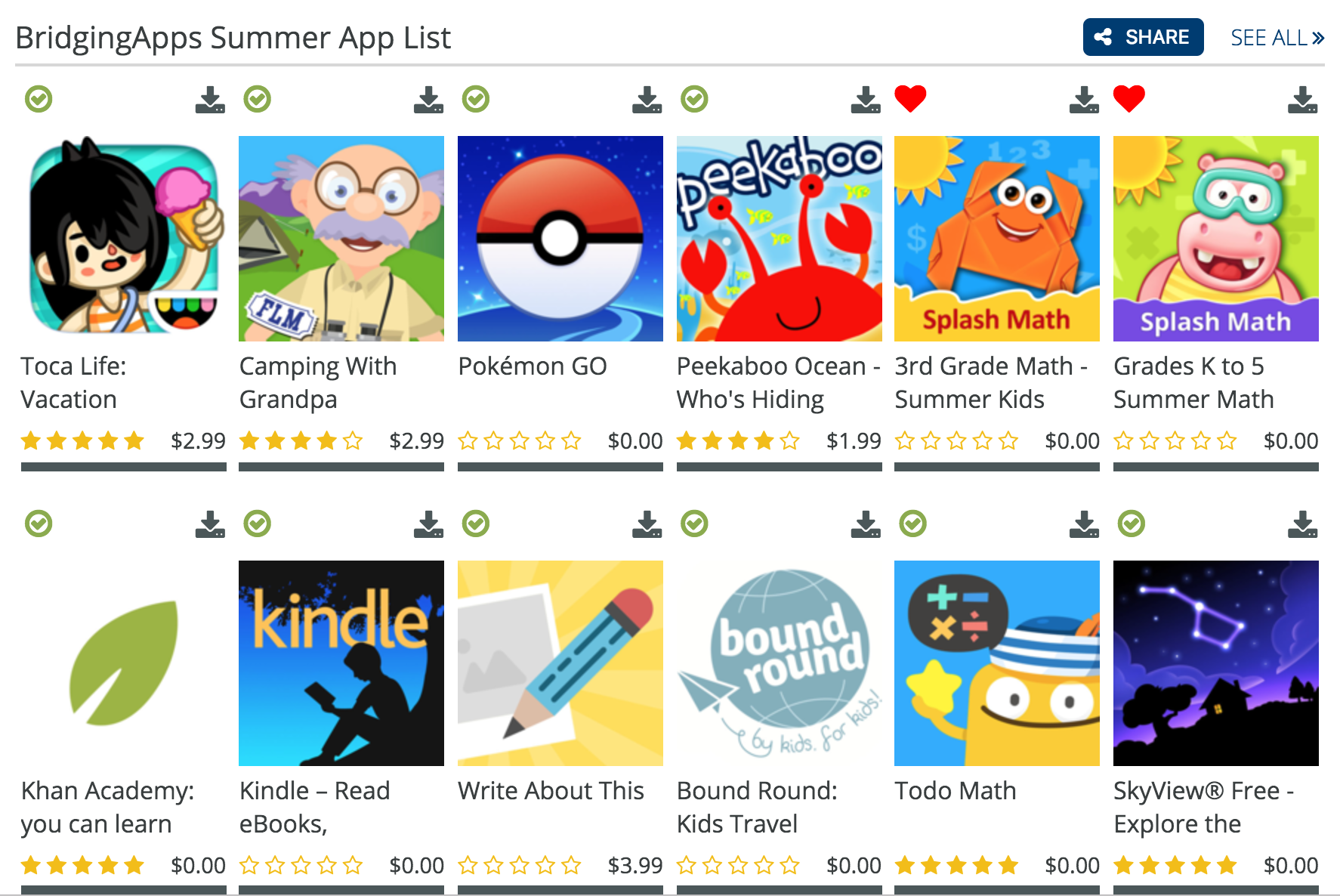 Summer App List