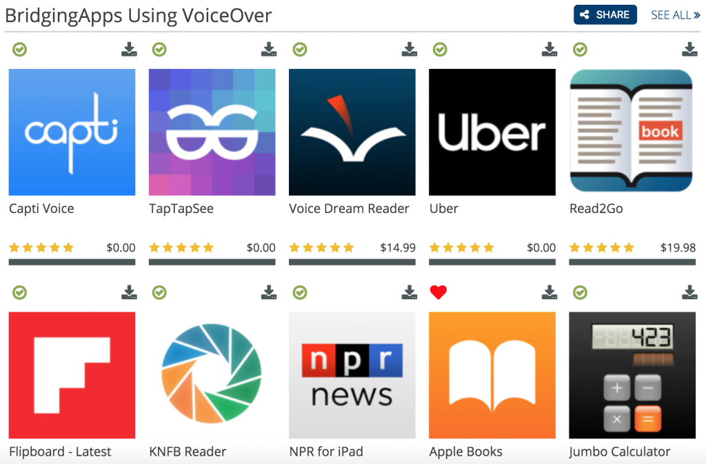 VoiceOver App List