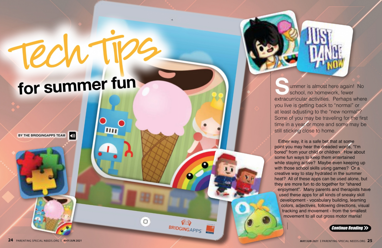 Parenting Special Needs Magazine Tech Tips For Summer Fun Graphic