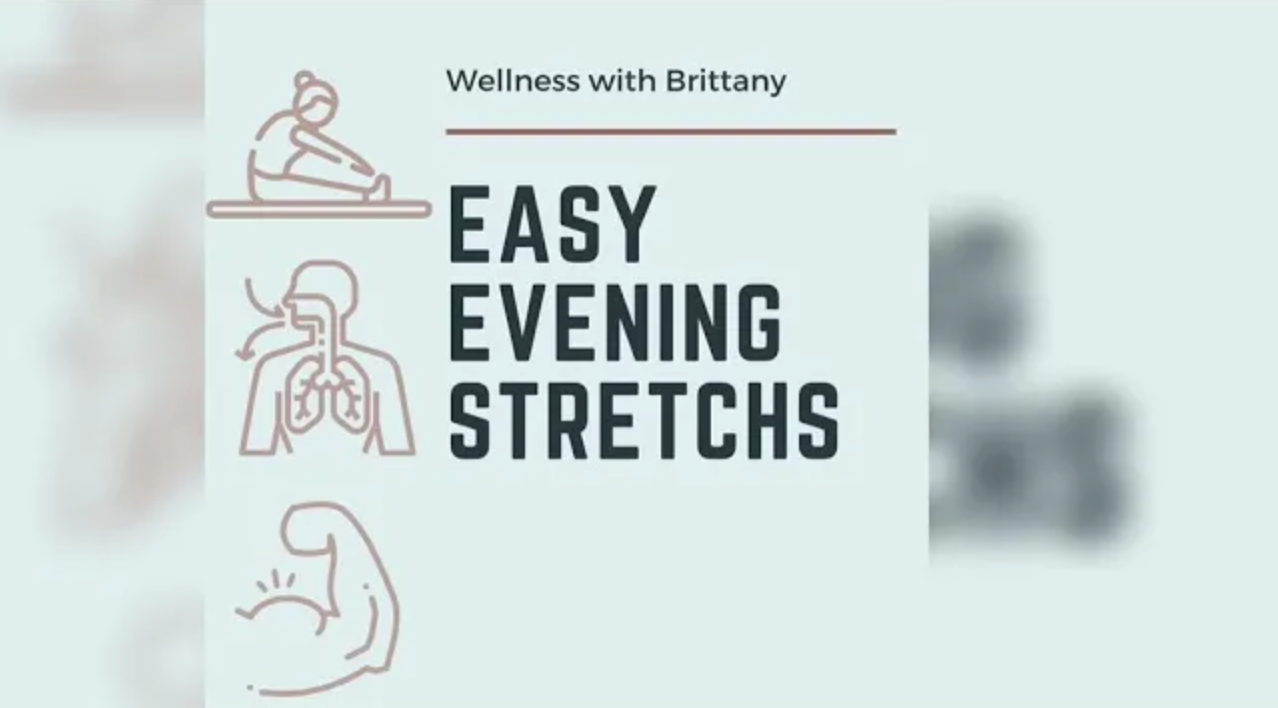 Easy Evening Stretches Text Graphic