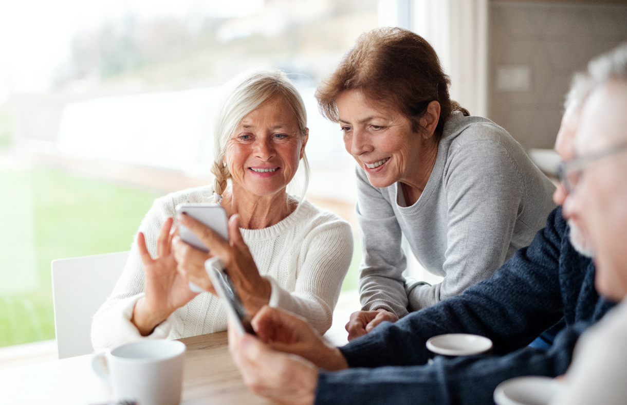 older adult females using smartphone