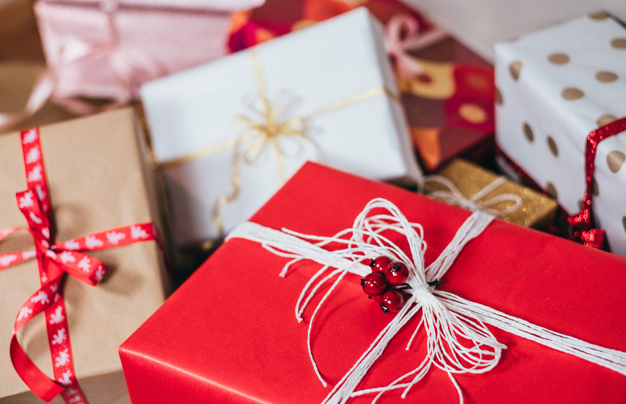 pile of Christmas presents