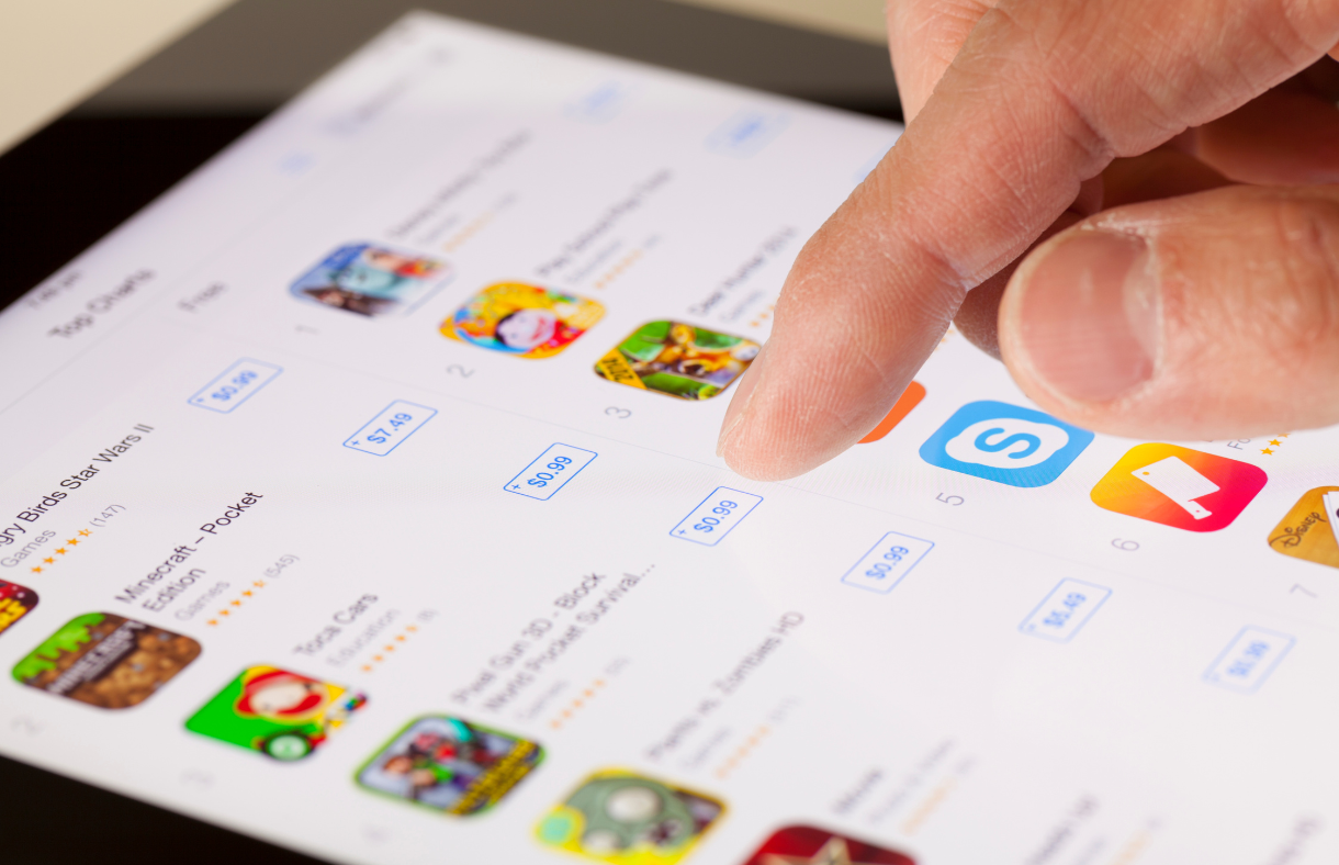 ipad screen with app store displayed