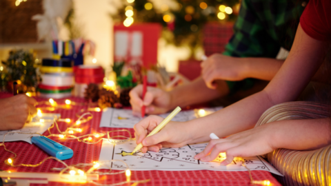 children's hands coloring Christmas image