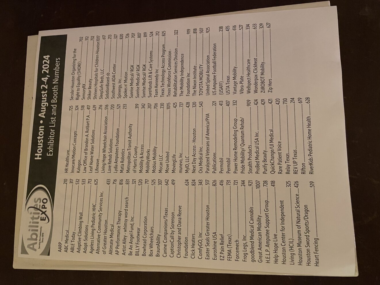 Official list of Expo exhibitors.